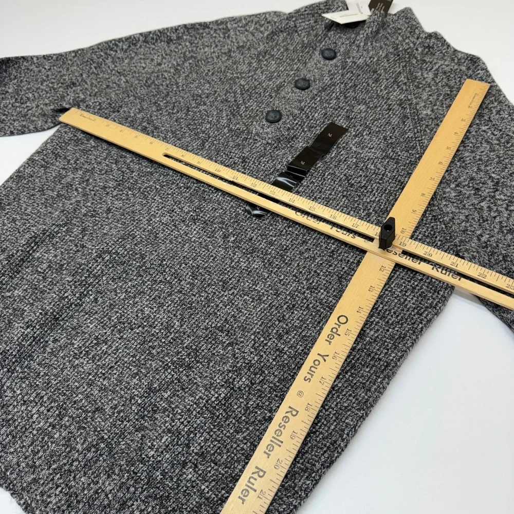 Banana Republic Sweater Mens XL Gray Marled Mock Neck Button Eco Knit